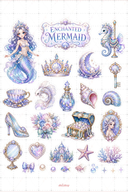 Mermaid Princess Sticker Seti Deniz Kızı İnci Deniz Temalı 2li Dekoratif Etiket - 2