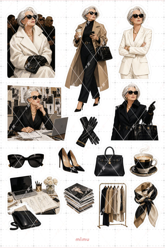 Miranda Priestly Moda Editörü Kadın Sticker Seti The Devil Wears Prada Temalı İkili Dekoratif Etiket