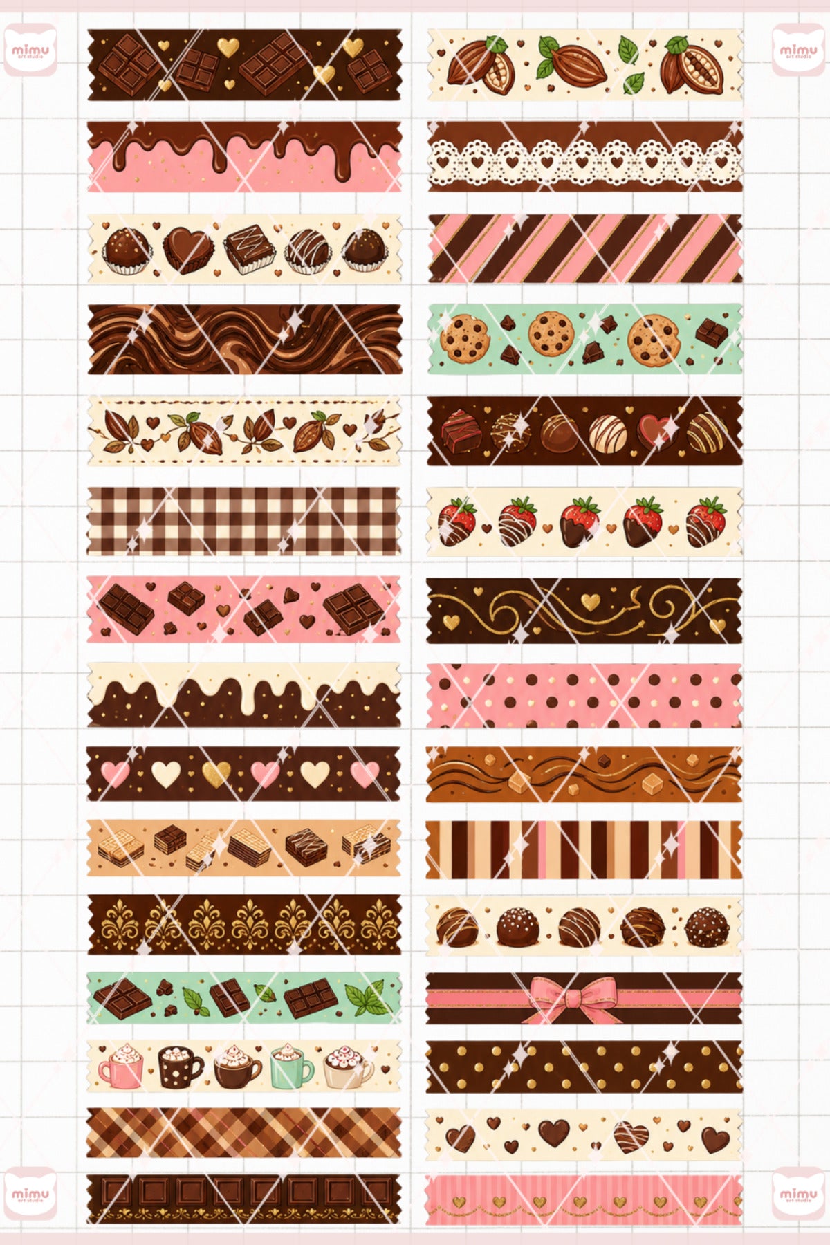 Çikolata Temalı Washi Tape Seti Estetik Etiket Defter Günlük Scrapbook Süslemesi