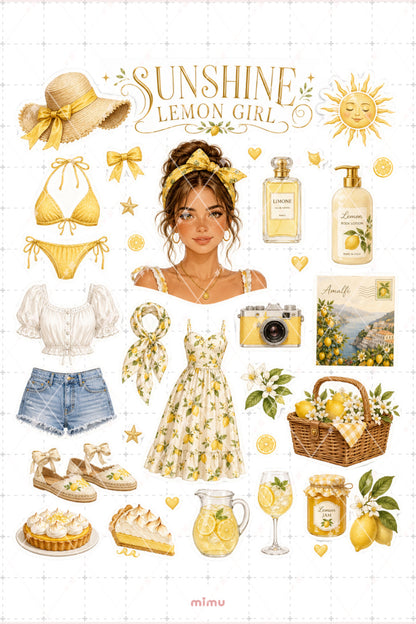 Lemon Girl Sticker Seti Sarı Limon Kız Temalı 2li Dekoratif Etiket - 2