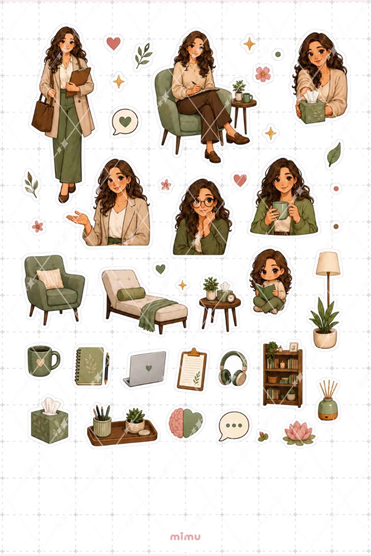 Terapist Sticker Seti Terapi Mental Sağlık Temalı Dekoratif 2'li Etiket