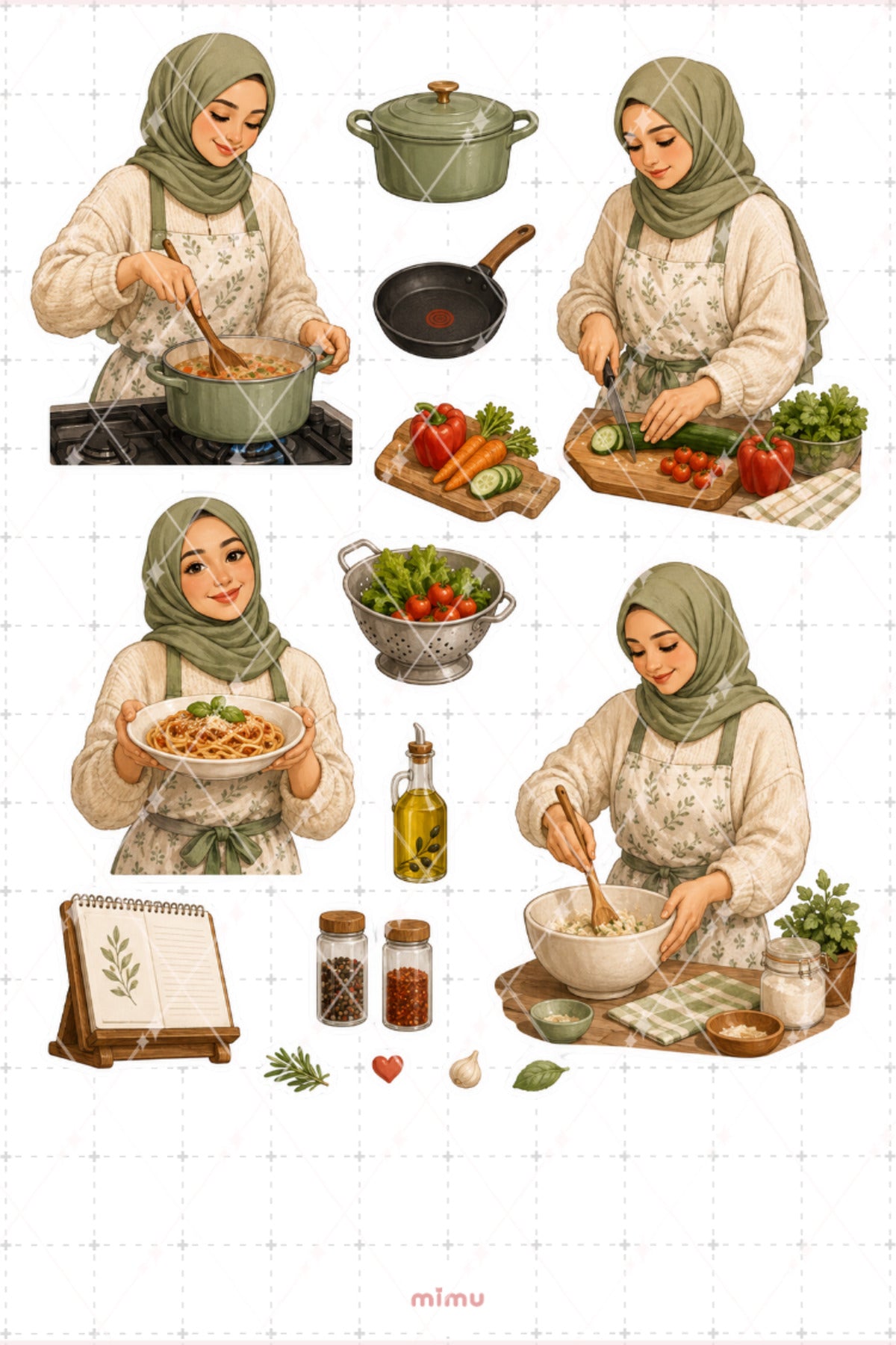 Aşçı Sticker Seti Mutfak ve Yemek Yapımı Temalı Dekoratif 2'li Etiket - 2