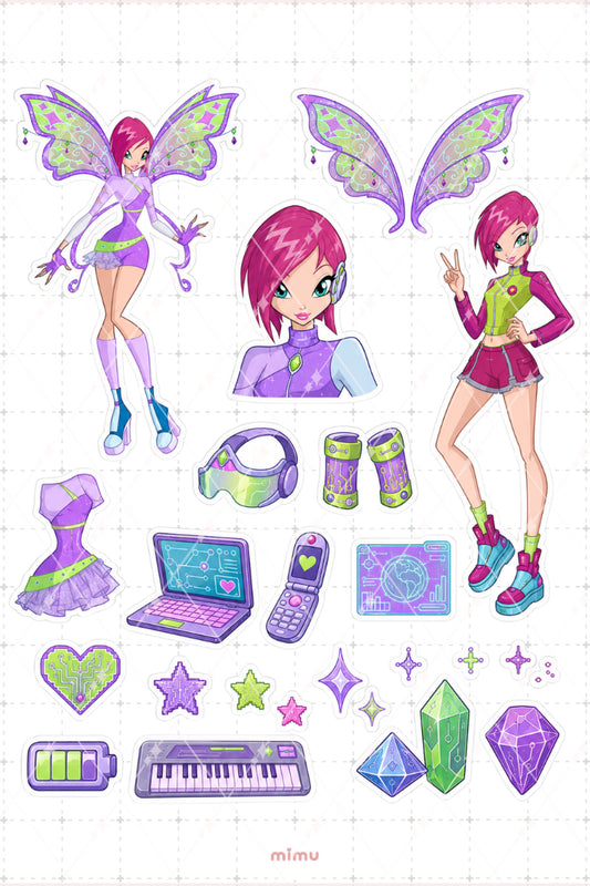 Techna Teknoloji Perisi Sticker Seti Winx Club Sihirli Kız Temalı 2li Etiket