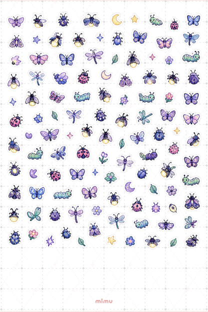 Pixel Art Böcek Sticker Seti Doğa ve Minik Canlı Temalı Dekoratif 2'li Etiket