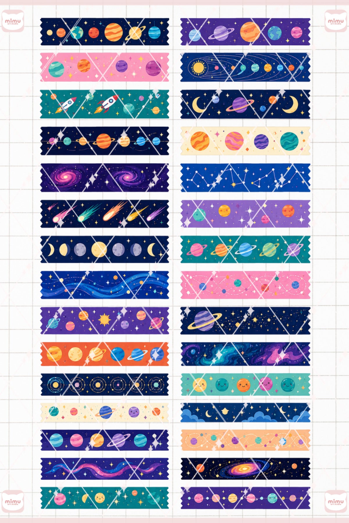 Gezegenler Temalı Washi Tape Seti Estetik Etiket Defter Günlük Scrapbook Süslemesi