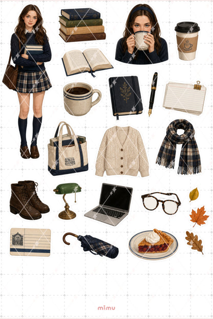Rory Gilmore Sticker Seti Kitapsever Akademik Kız Temalı Dekoratif 2'li Etiket
