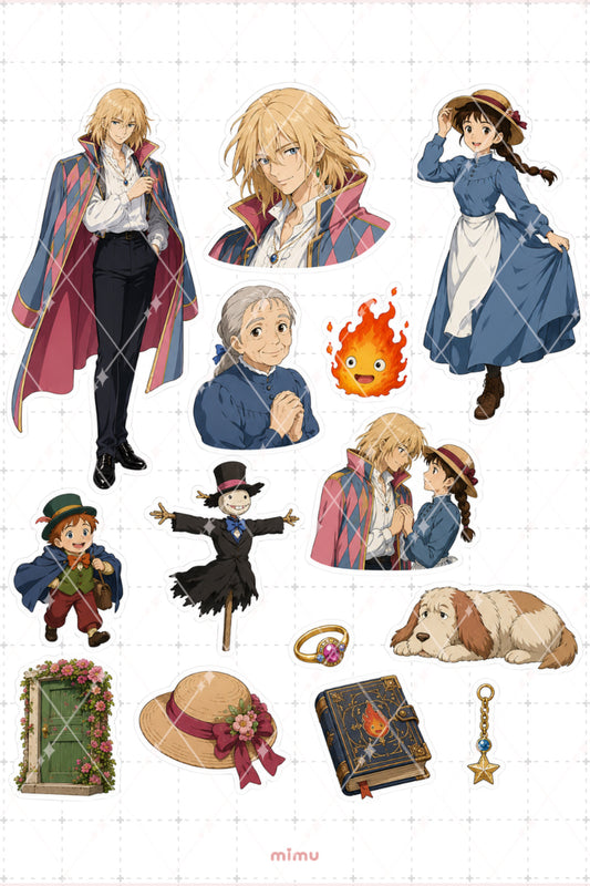 Howls Moving Castle Karakter Sticker Seti Studio Ghibli Anime 2li Etiket