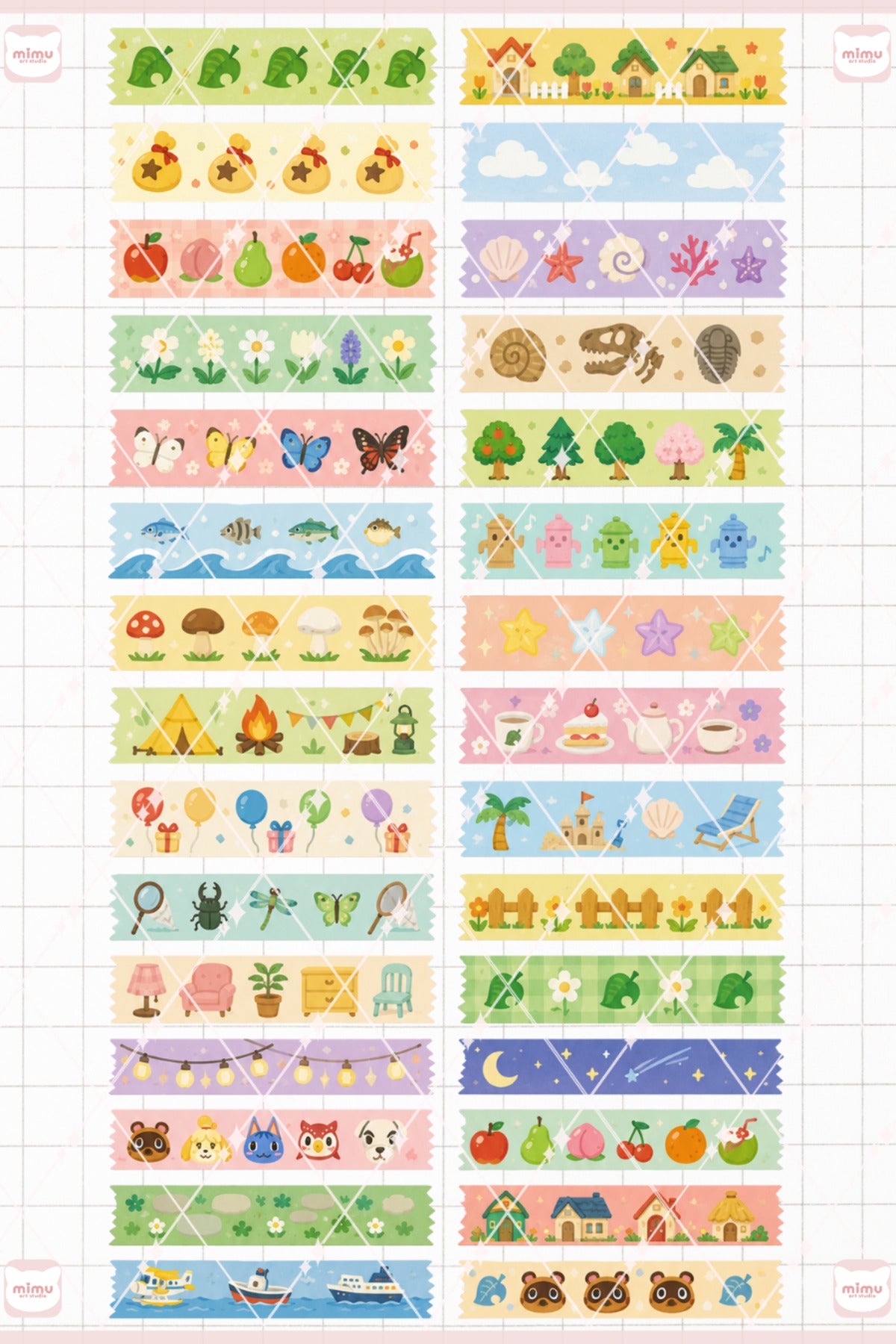 Animal Crossing Temalı Washi Tape Seti Estetik Etiket Defter Günlük Scrapbook Süslemesi