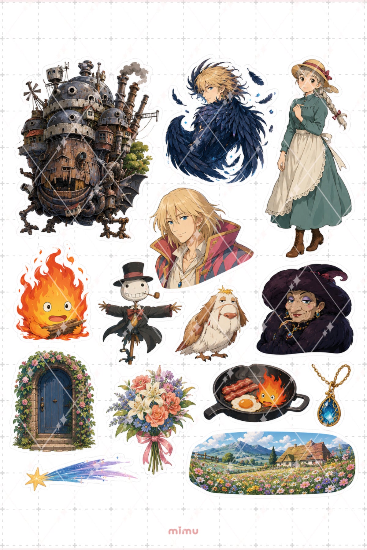 Howls Moving Castle Karakter Sticker Seti Studio Ghibli Anime 2li Etiket