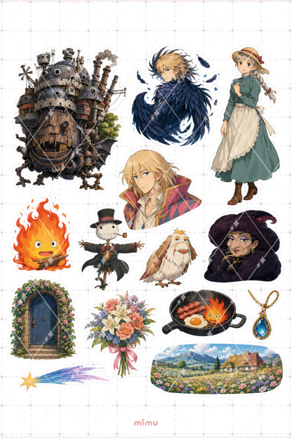 Howls Moving Castle Karakter Sticker Seti Studio Ghibli Anime 2li Etiket