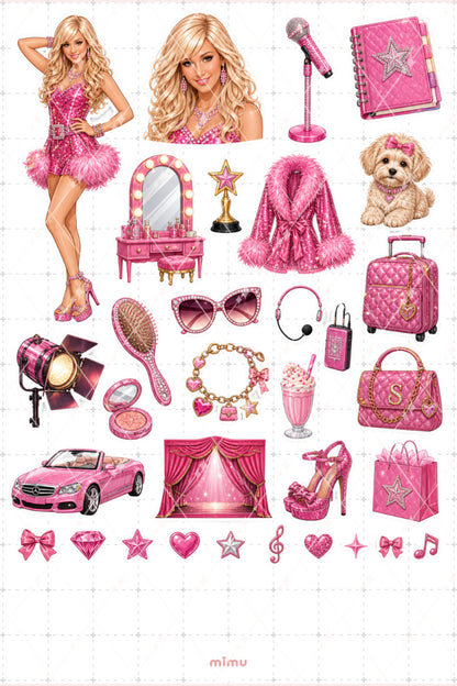 Sharpay Sticker Seti Pembe Sahne Yıldızı Temalı Dekoratif 2'li Etiket