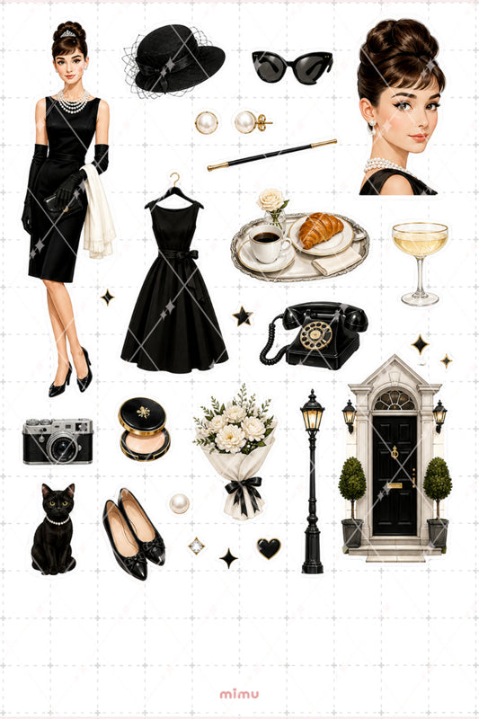 Audrey Hepburn Sticker Seti Vintage Moda Sinema Temalı Dekoratif 2'li Etiket