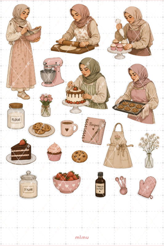 Pastacı Sticker Seti Pastacılık ve Tatlı Yapımı Temalı Dekoratif 2'li Etiket