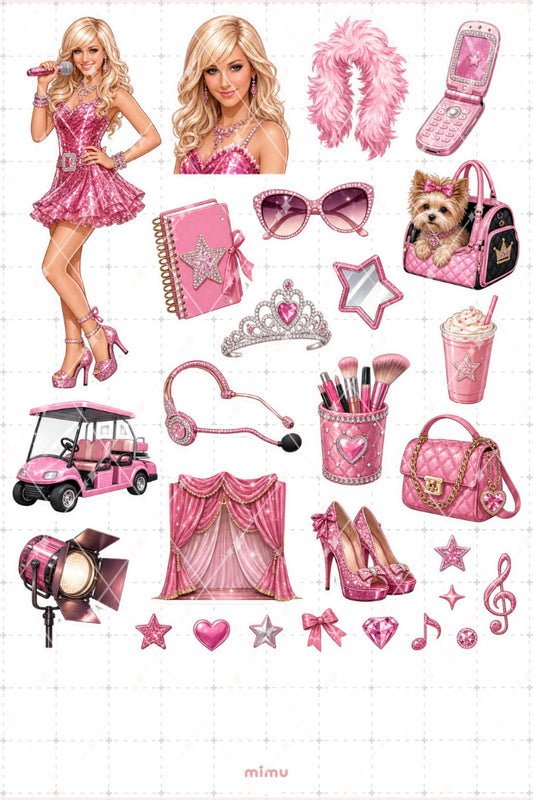 Sharpay Sticker Seti Pembe Sahne Yıldızı Temalı Dekoratif 2'li Etiket