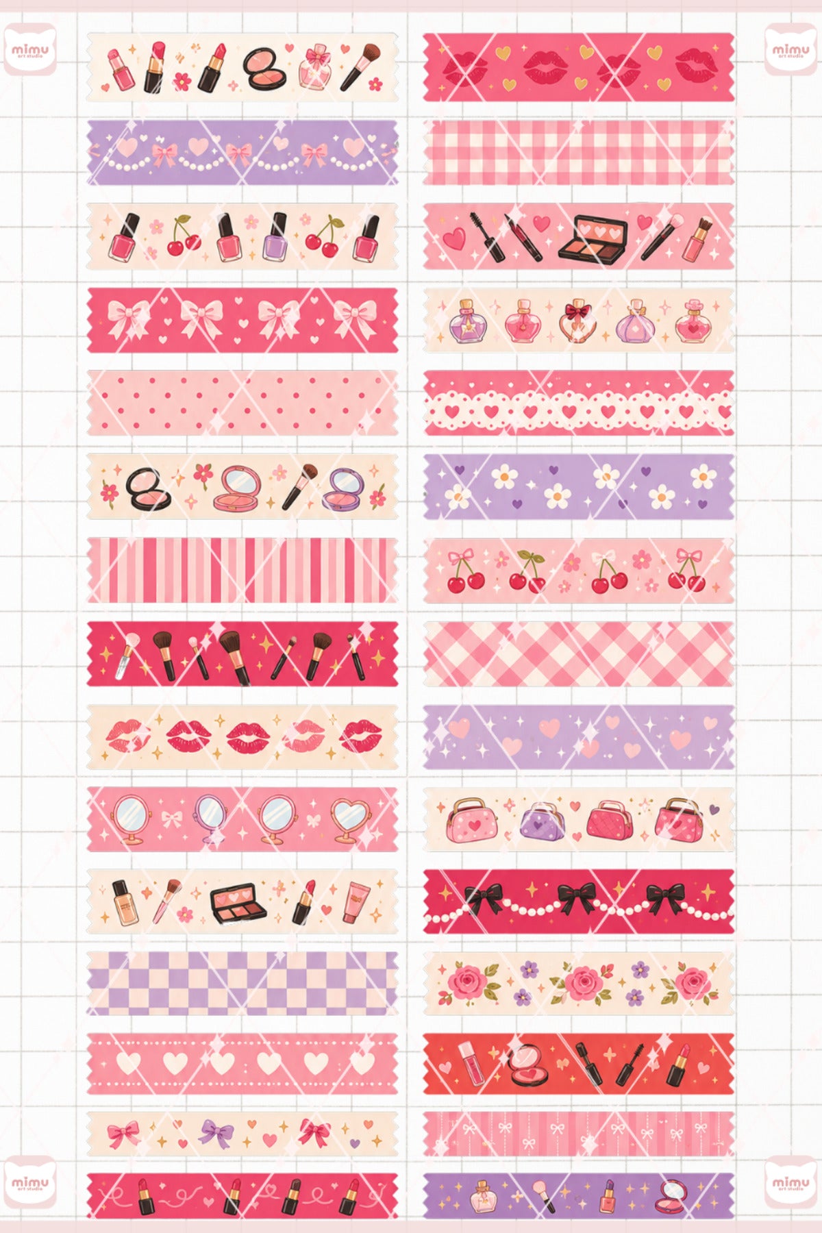Makyaj Temalı Washi Tape Seti Estetik Etiket Defter Günlük Scrapbook Süslemesi
