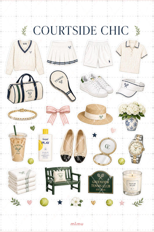Tennis Club Essentials Tenis Sticker Seti Beyaz Yeşil Sportif 2li Etiket