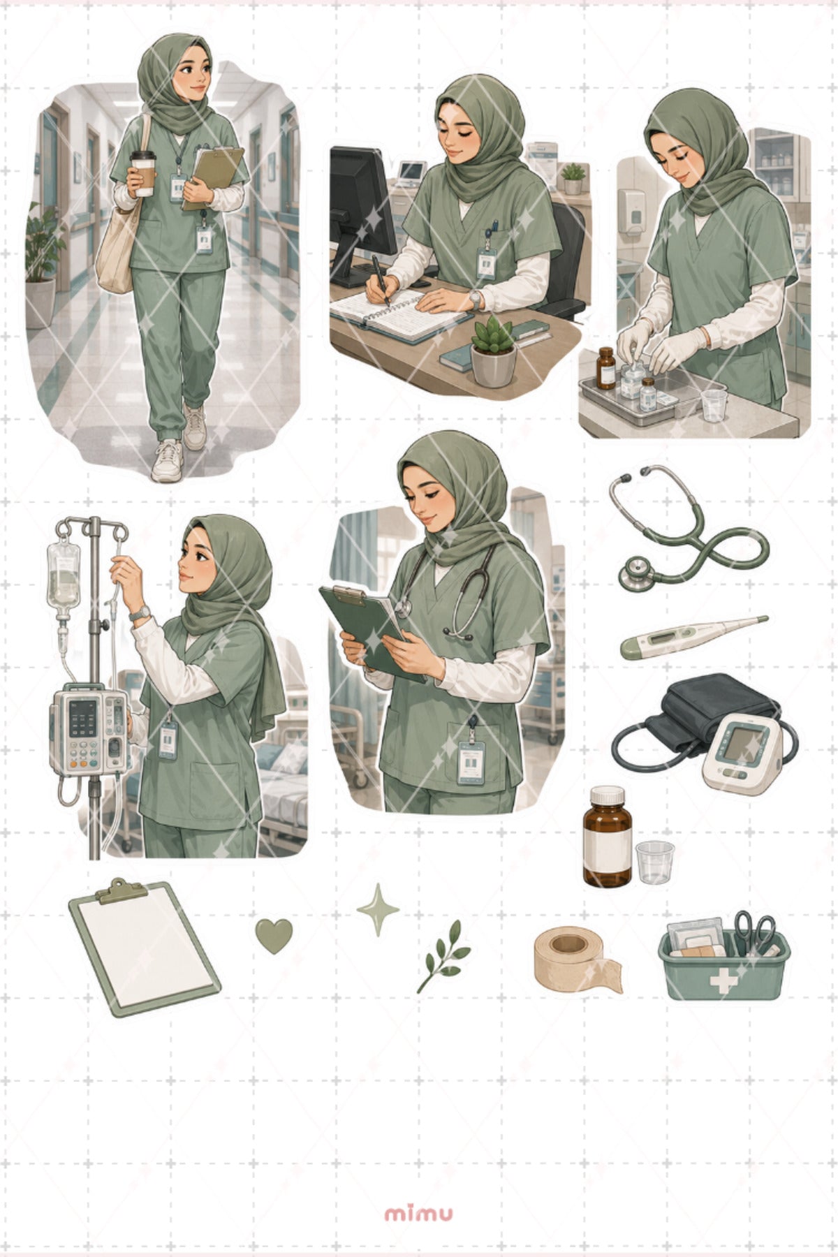 Hemşire Sticker Seti Hastane ve Hemşirelik Temalı Dekoratif 2'li Etiket - 2