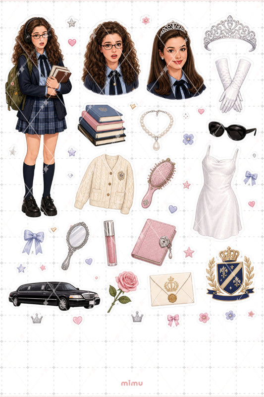 Mia Thermopolis Sticker Seti Prenses Okul Kızı Temalı Dekoratif 2'li Etiket
