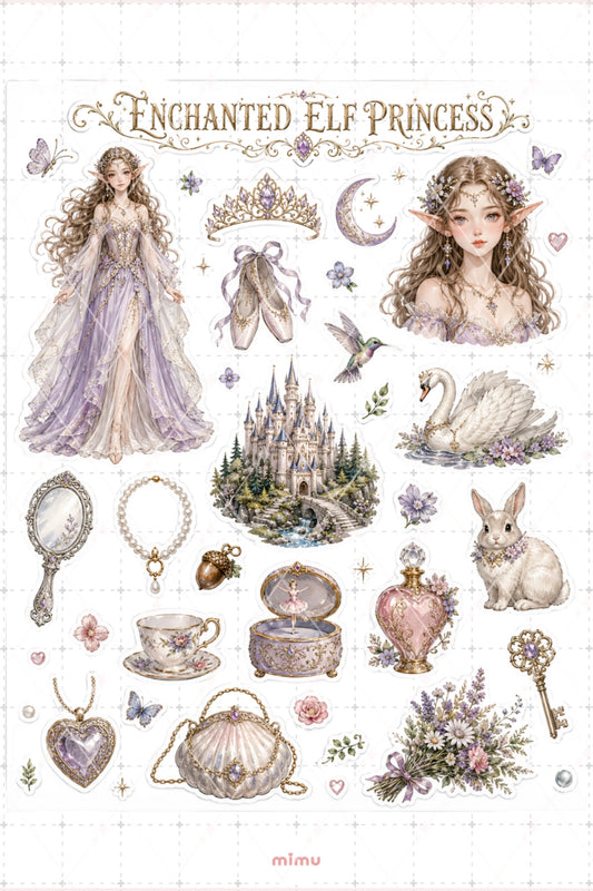 Forest Elf Girl Sticker Seti Orman Elf Çiçek Temalı 2li Dekoratif Etiket