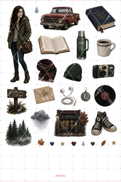 Bella Swan Sticker Seti Yağmurlu Orman Kitap Temalı Dekoratif 2'li Etiket