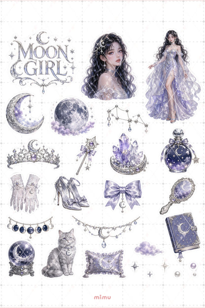 Moon Girl Sticker Seti Ay Kristal Kız Temalı 2li Dekoratif Etiket - 2