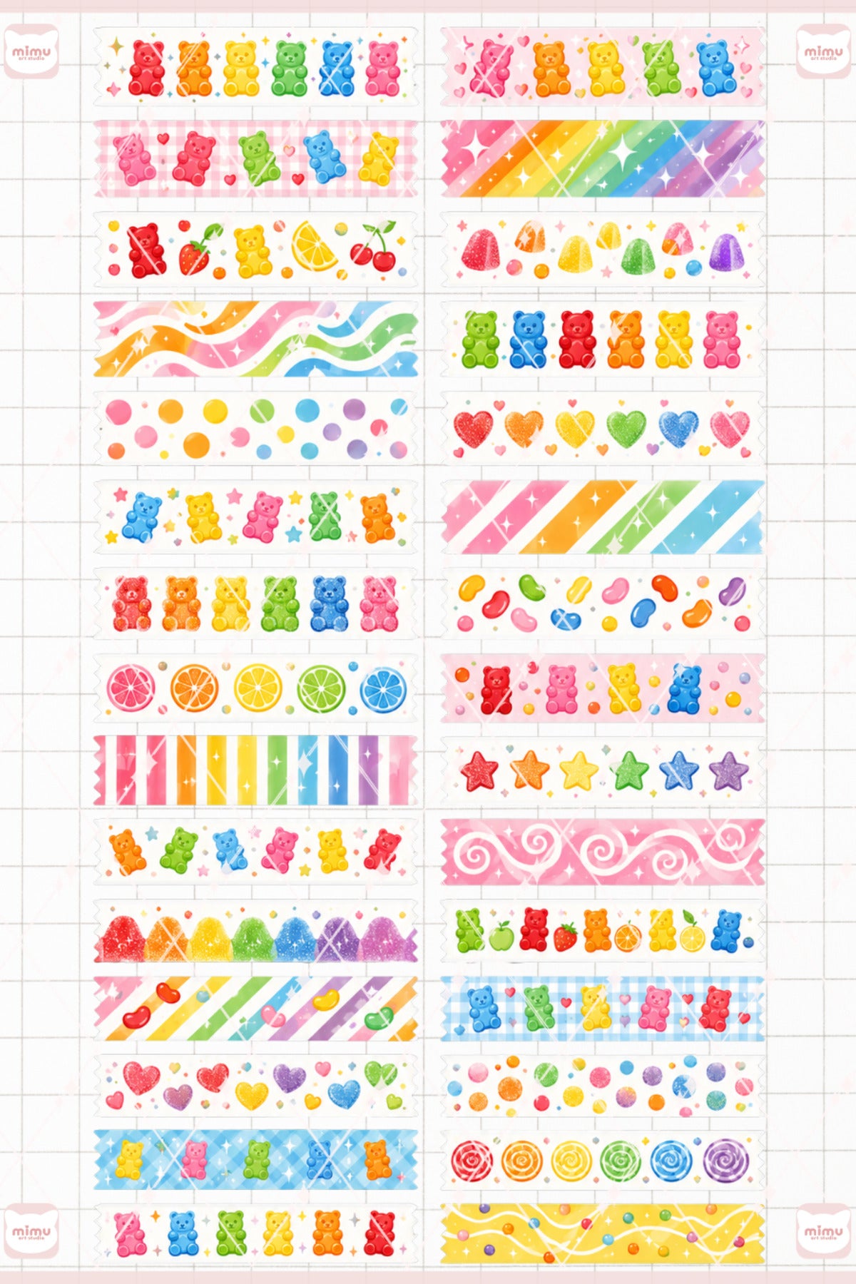 Jelibon Temalı Washi Tape Seti Estetik Etiket Defter Günlük Scrapbook Süslemesi