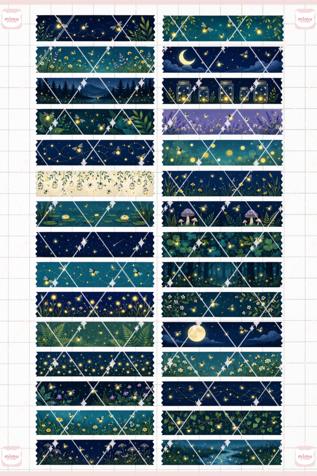 Ateş Böceği Temalı Washi Tape Seti Estetik Etiket Defter Günlük Scrapbook Süslemesi