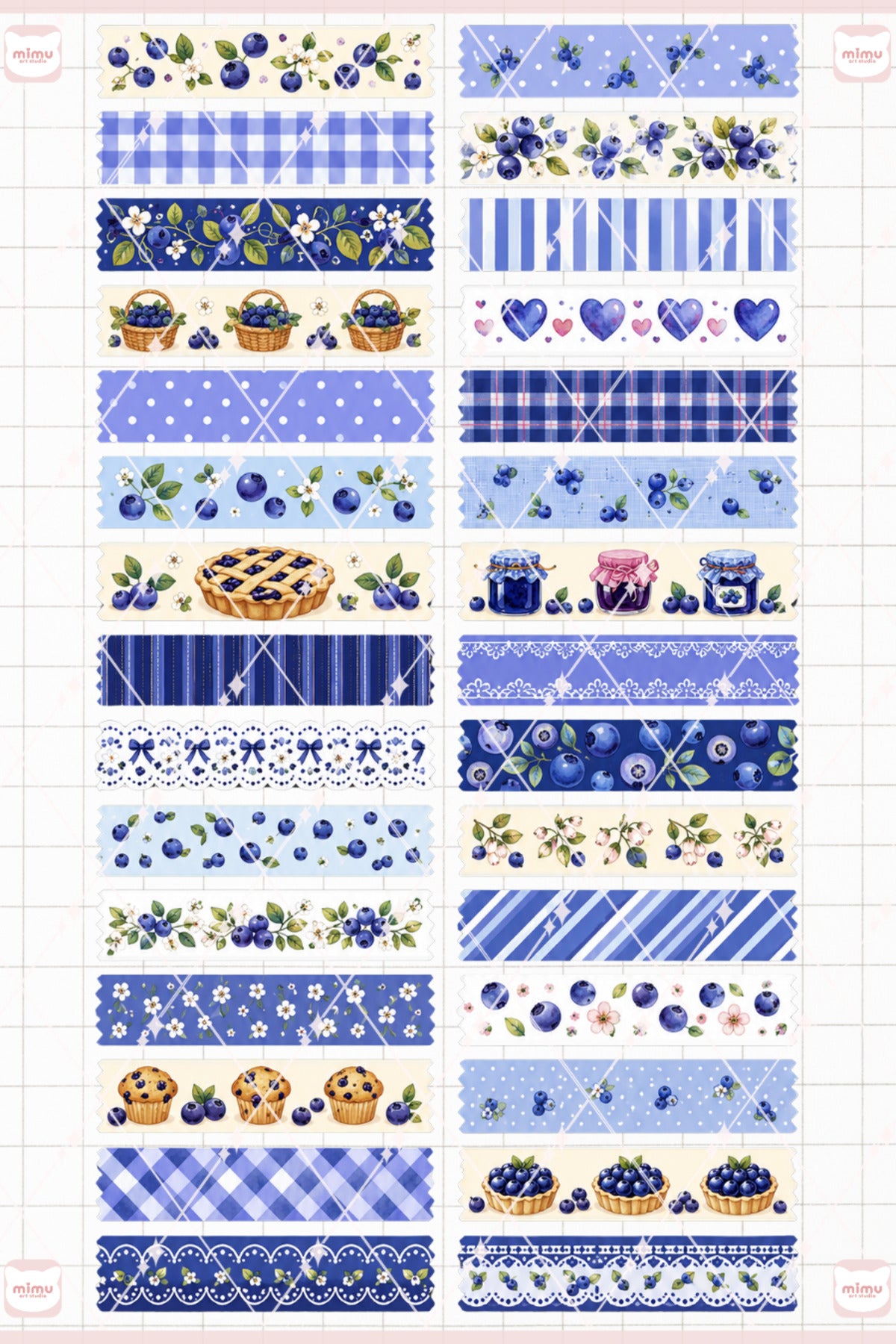 Yaban Mersini Temalı Washi Tape Seti Estetik Etiket Defter Günlük Scrapbook Süslemesi