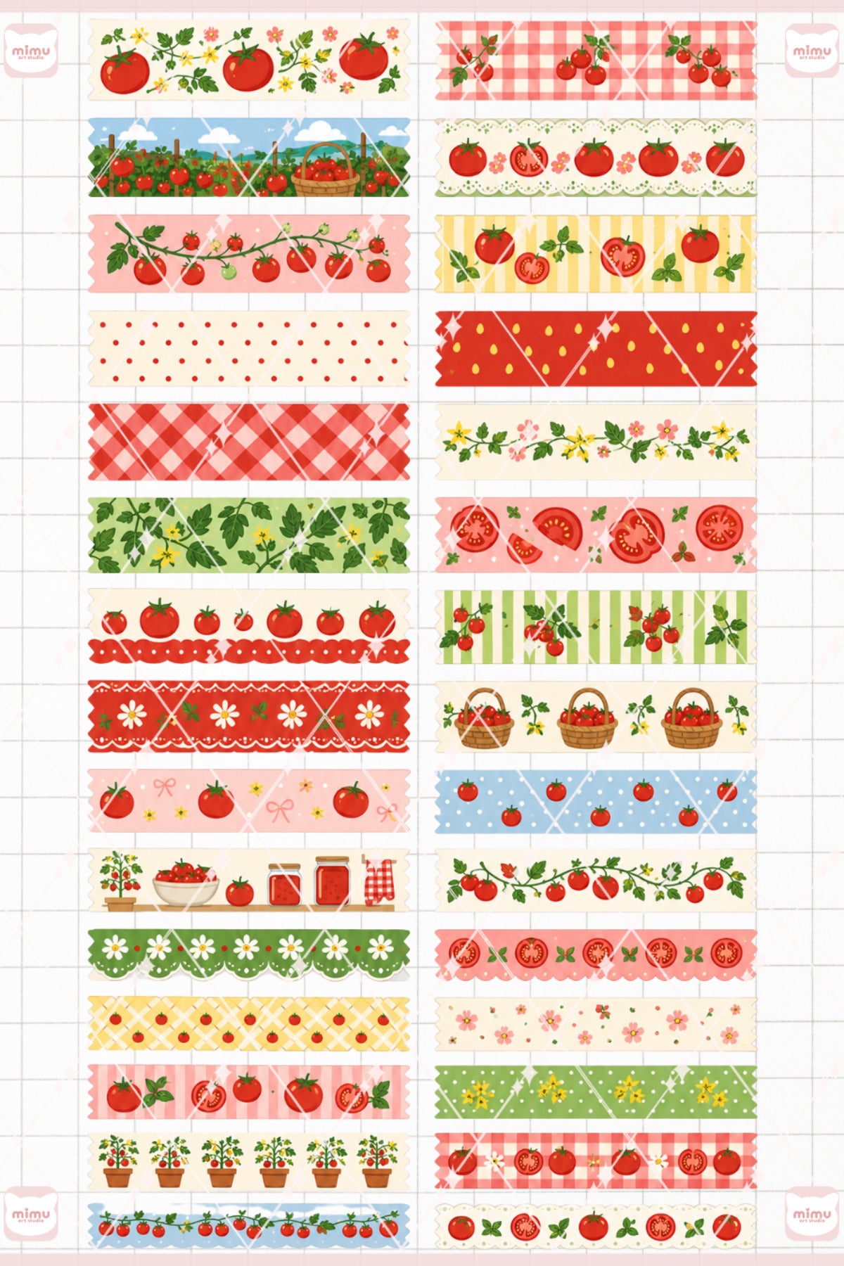 Domates Temalı Washi Tape Seti Estetik Etiket Defter Günlük Scrapbook Süslemesi