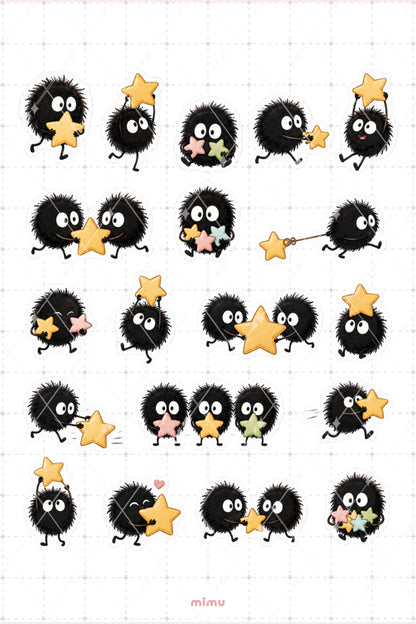 Susuwatari Soot Sprites Sticker Seti Spirited Away Studio Ghibli 2li Etiket
