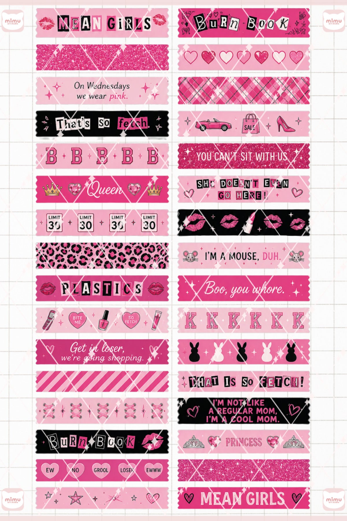 Mean Girls Temalı Washi Tape Seti Estetik Etiket Defter Günlük Scrapbook Süslemesi