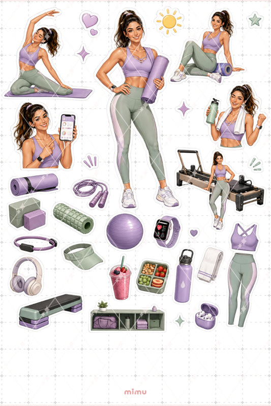 Kişisel Antrenör Sticker Seti Fitness Pilates Temalı Dekoratif 2'li Etiket