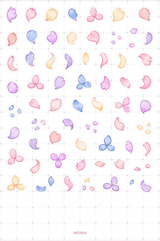Pixel Art Çiçek Yaprağı Sticker Seti Petal Floral Temalı Dekoratif 2'li Etiket