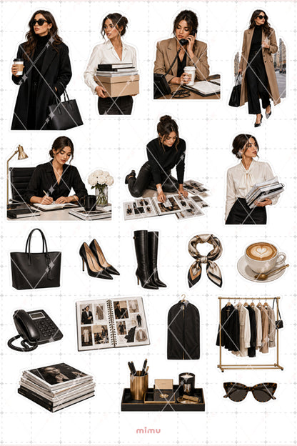 Devil Wears Prada Moda Editörü Kadın Sticker Seti Ofis Şıklığı Temalı İkili Dekoratif Etiket