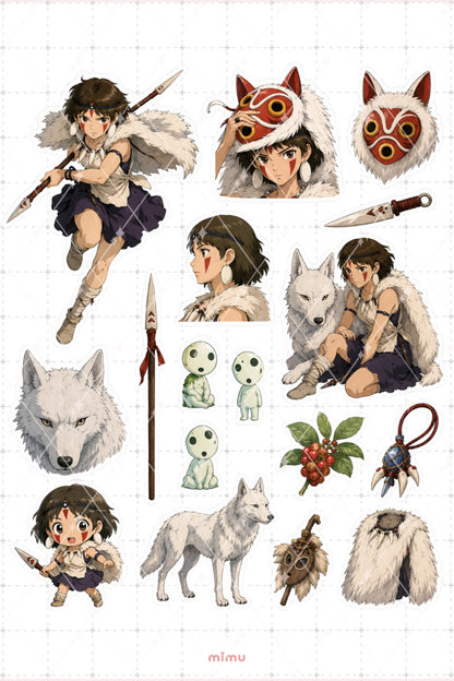 San Kurt Prenses Sticker Seti Princess Mononoke Studio Ghibli 2li Etiket