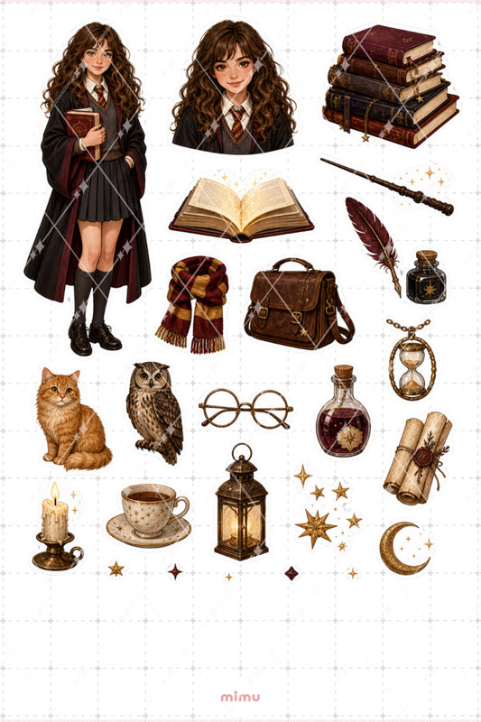 Hermione Granger Sticker Seti Büyücü Okul Fantastik Temalı Dekoratif 2'li Etiket