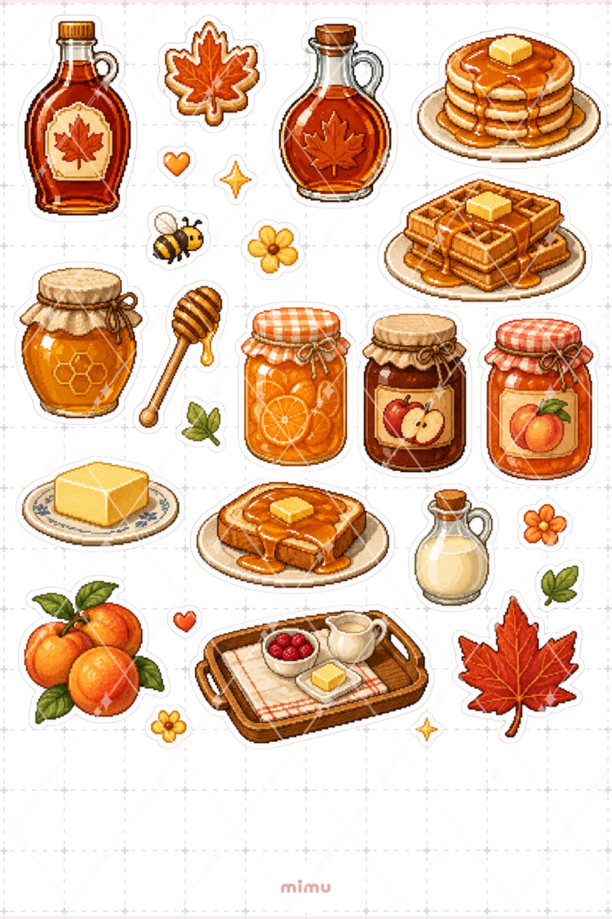 Pixel Art Reçel ve Bal Sticker Seti Kahvaltı Temalı Dekoratif 2'li Etiket