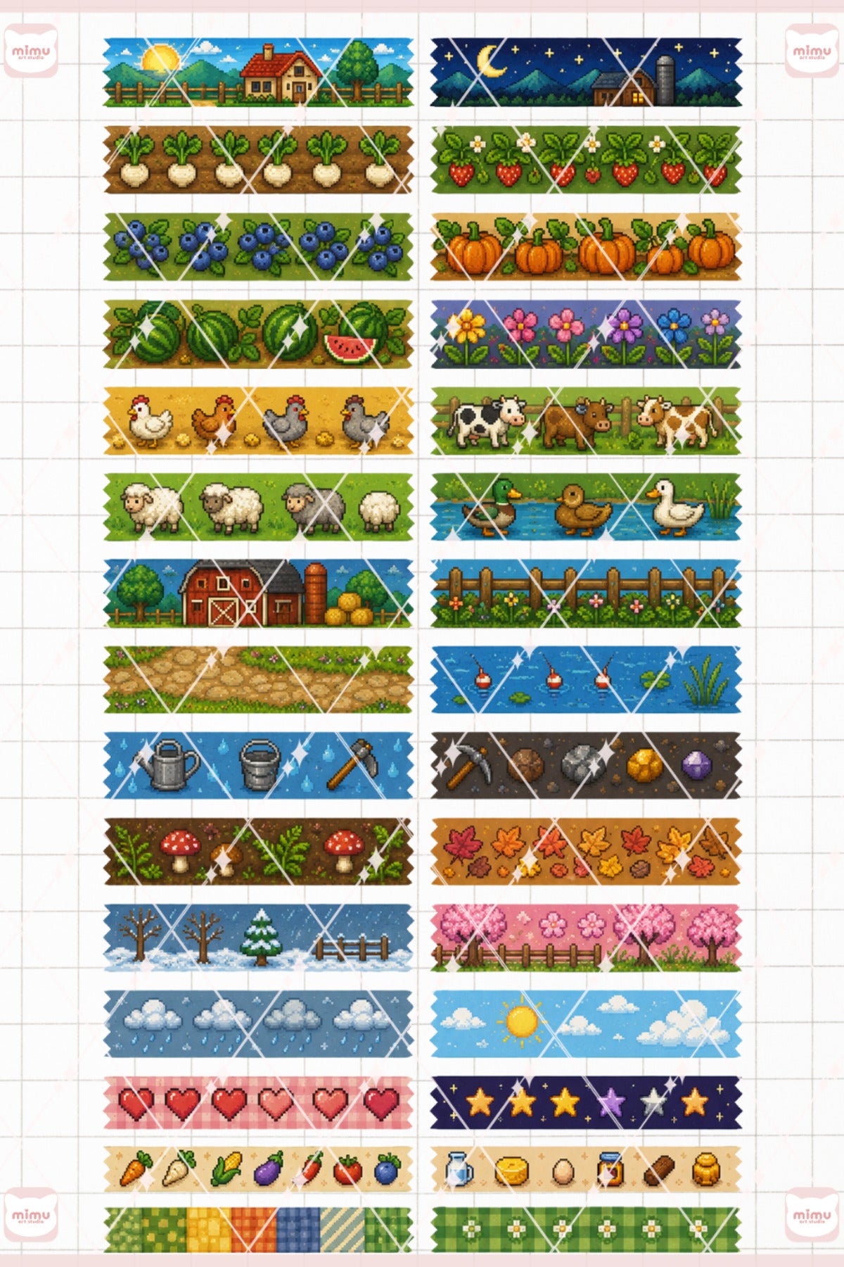 Stardew Valley Temalı Washi Tape Seti Estetik Etiket Defter Günlük Scrapbook Süslemesi
