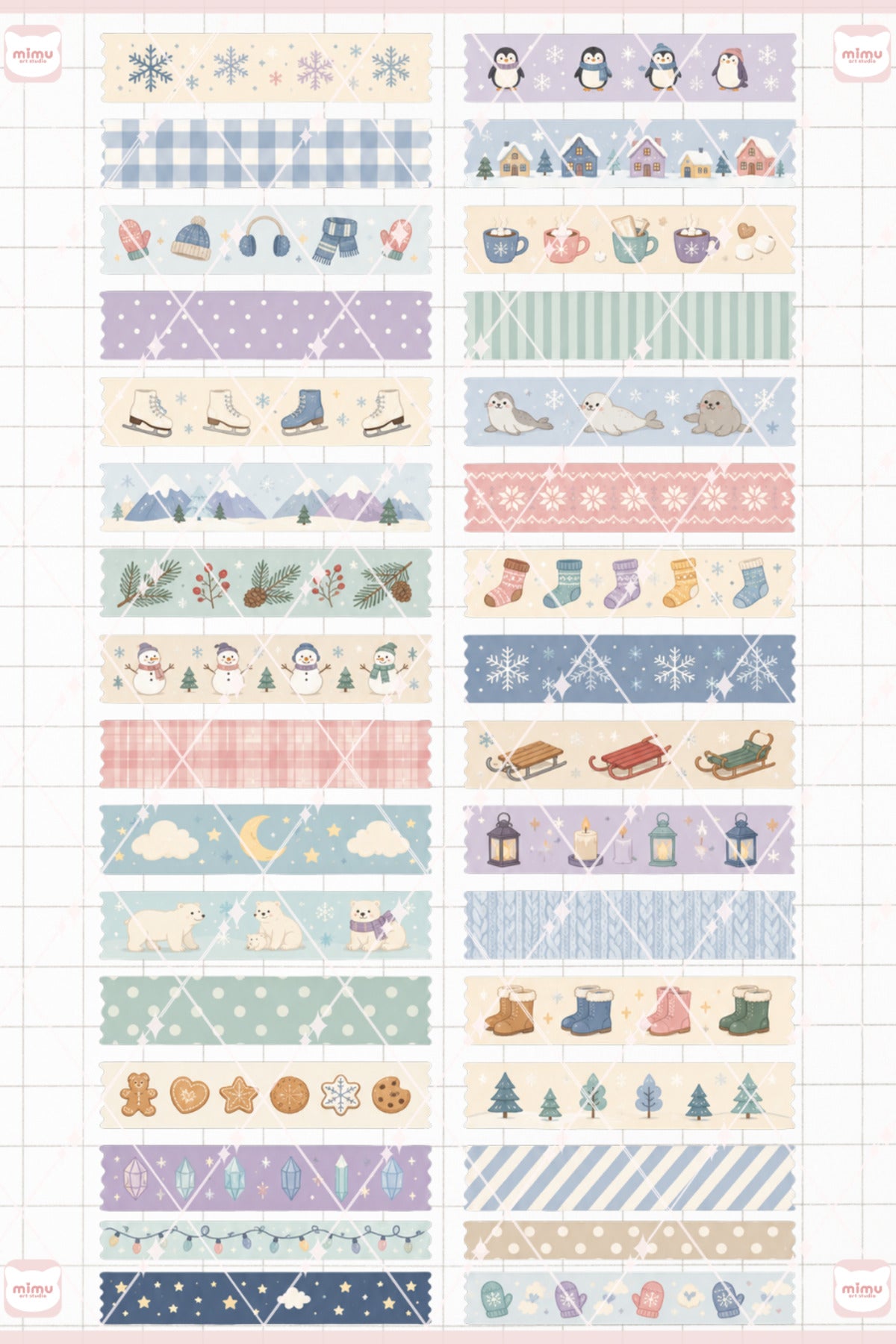Kış Mevsimi Temalı Washi Tape Seti Estetik Etiket Defter Günlük Scrapbook Süslemesi