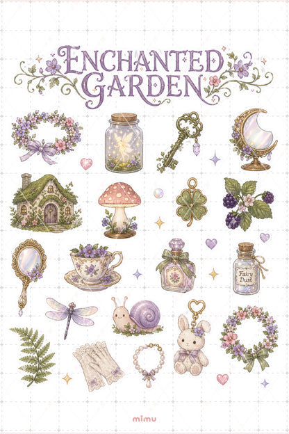 Fairycore Sticker Seti Peri Böcek Mantar Ormanı Pastel 2li Etiket