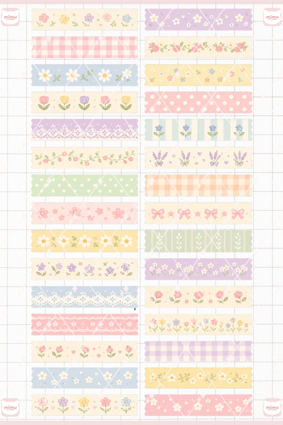 Çiçek Temalı Washi Tape Seti Estetik Etiket Defter Günlük Scrapbook Süslemesi
