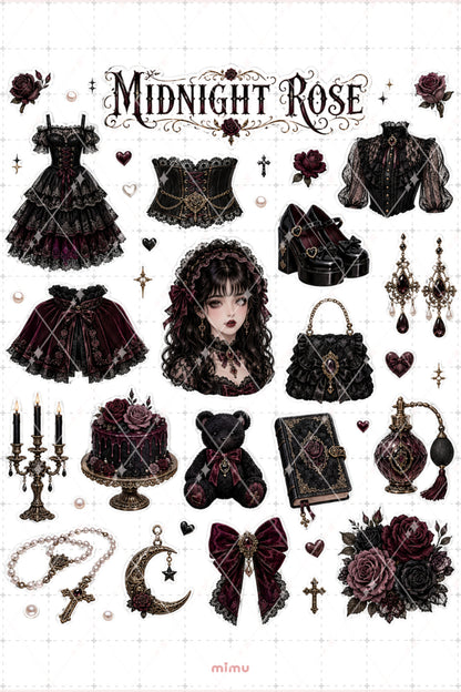 Romantic Goth Sticker Seti Siyah Bordo Gotik Romantik 2li Etiket