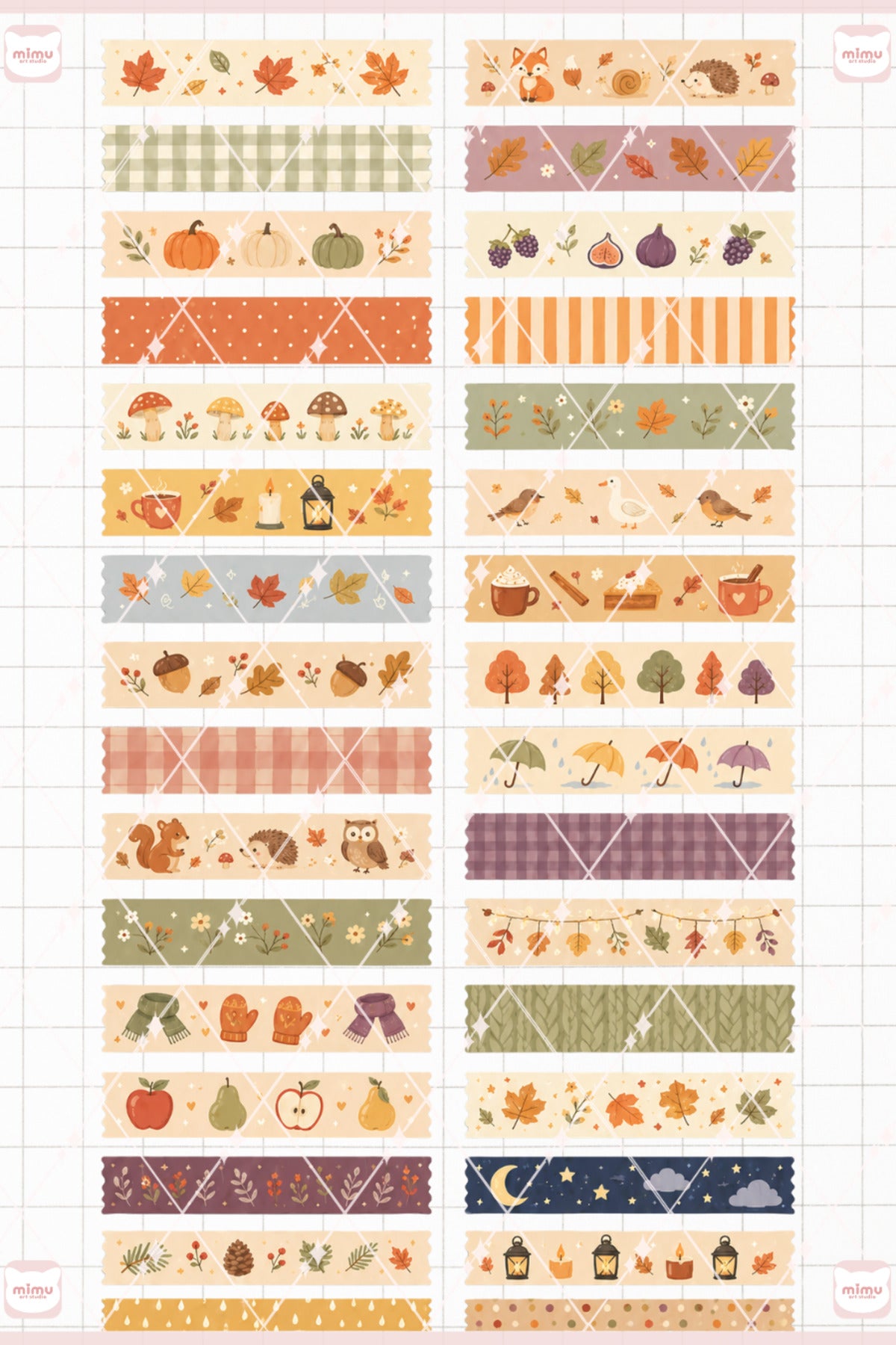 Sonbahar Mevsimi Temalı Washi Tape Seti Estetik Etiket Defter Günlük Scrapbook Süslemesi