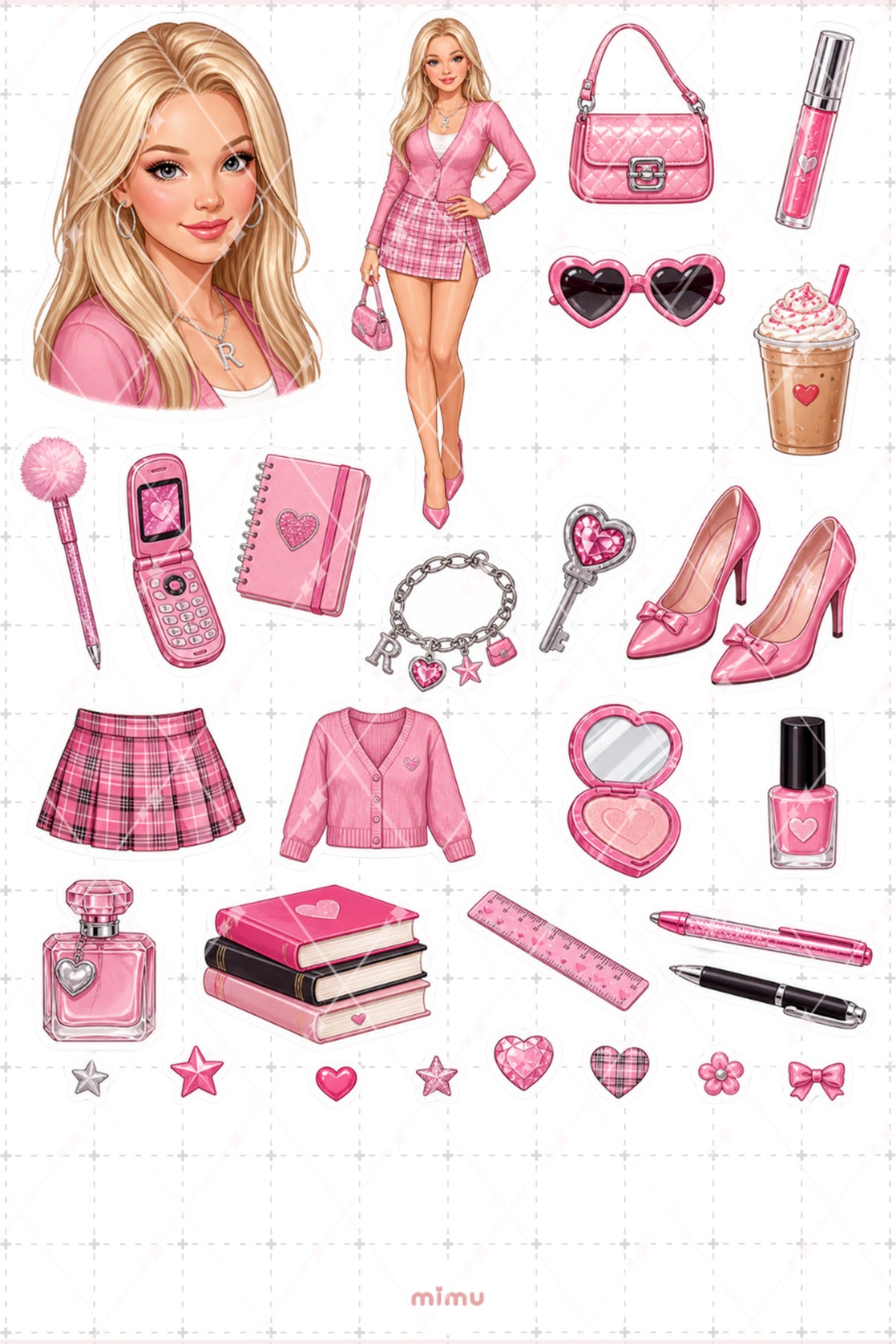 Regina George Sticker Seti Pembe Okul Kızı Temalı Dekoratif 2'li Etiket