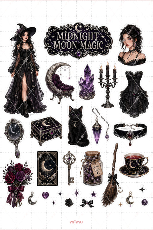 Witchy Girl Sticker Seti Cadı Kız Kristal Temalı 2li Dekoratif Etiket
