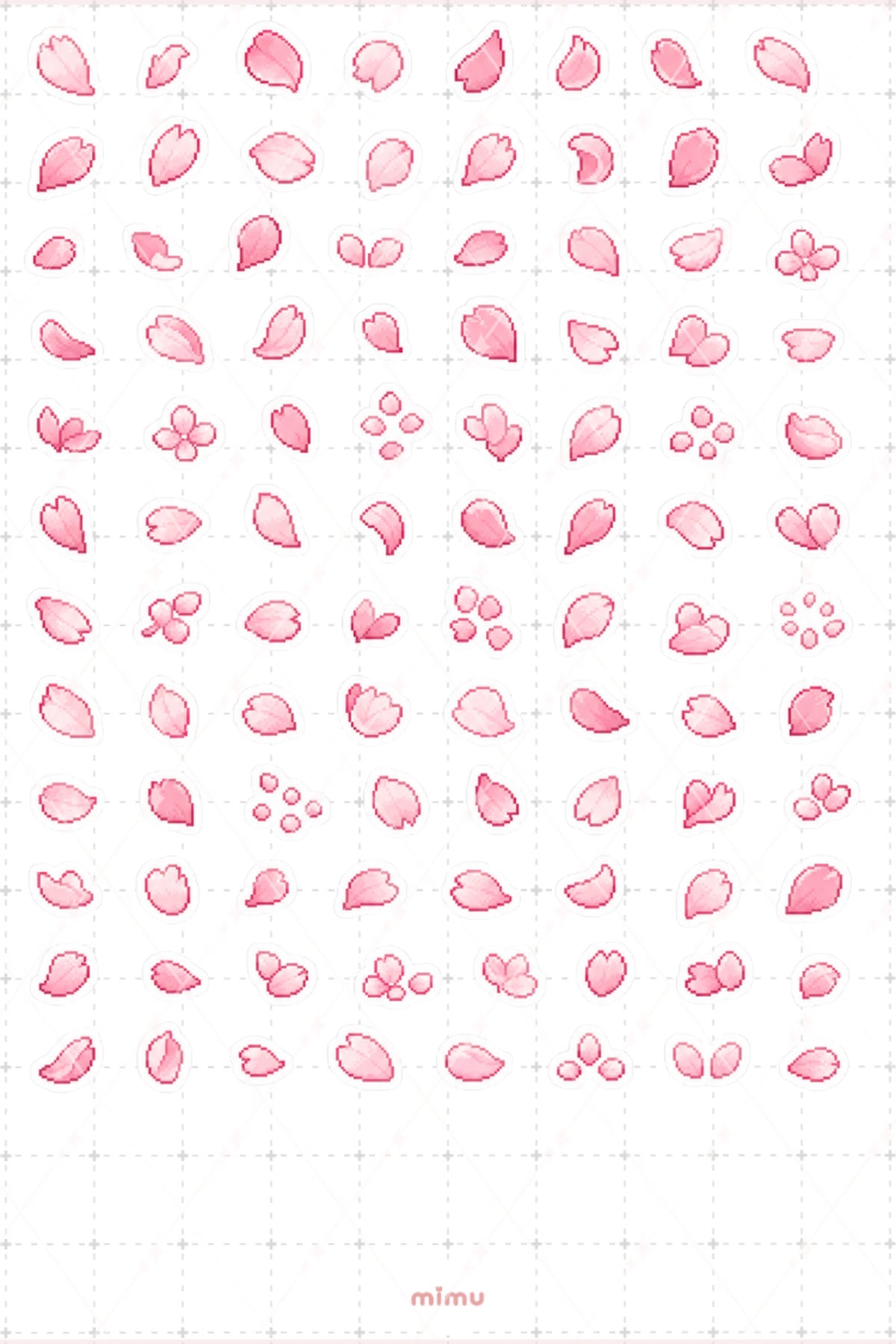Pixel Art Çiçek Yaprağı Sticker Seti Petal Floral Temalı Dekoratif 2'li Etiket