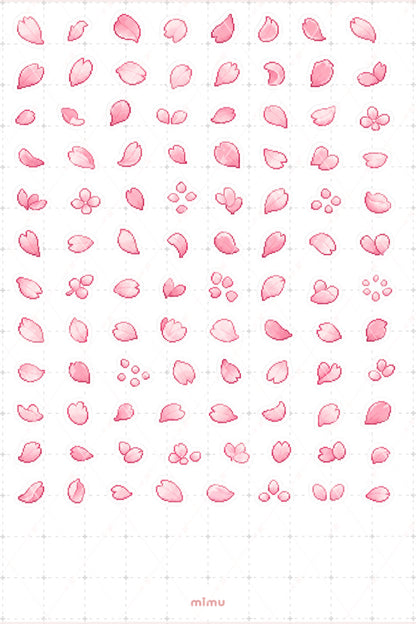 Pixel Art Çiçek Yaprağı Sticker Seti Petal Floral Temalı Dekoratif 2'li Etiket