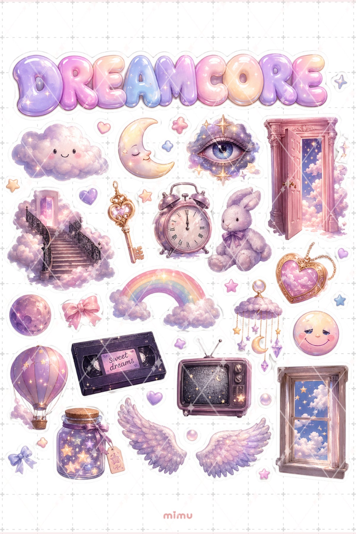 Dreamcore Sticker Seti Pastel Bulut Rüya Masal Estetiği 2li Etiket