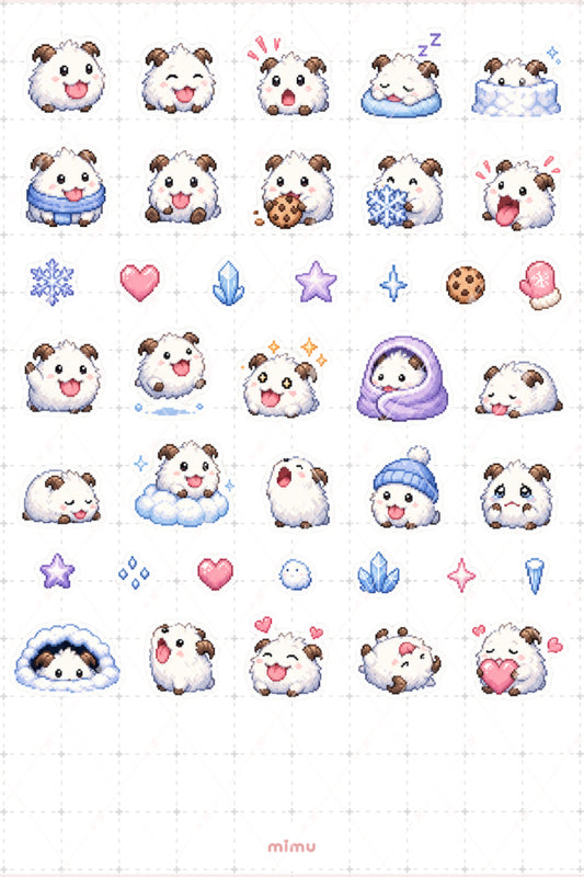 Pixel Art Poro Sticker Seti League Of Legends Oyun Temalı Dekoratif 2'li Etiket