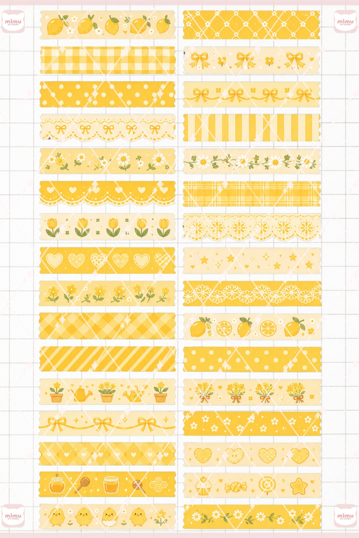 Sarı Temalı Washi Tape Seti Estetik Etiket Defter Günlük Scrapbook Süslemesi